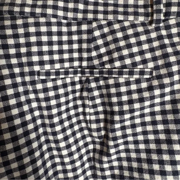 J. Crew Women’s Cameron Crop Pants Sz 6 Navy White Gingham Plaid Stretch‎ Preppy - Image 4