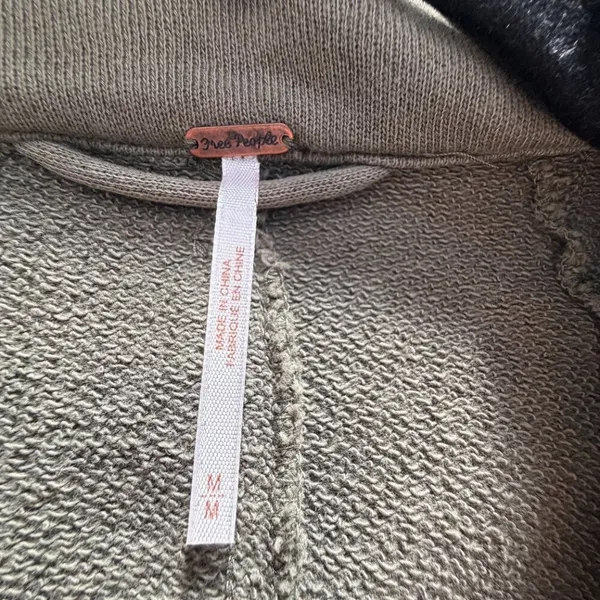 FREE PEOPLE French Terry Knit Blazer Jacket Coat Size Medium Olive Green - Image 8