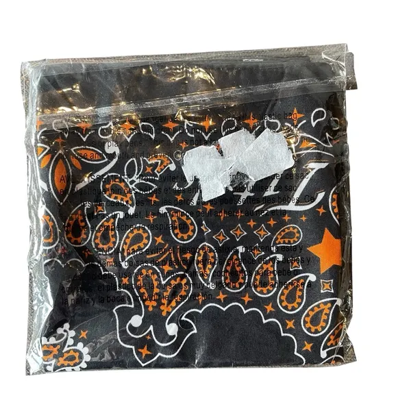 Tito’s Handmade Vodka Black Orange Paisley Bandanna Handkerchief 22x23 NEW - Image 4