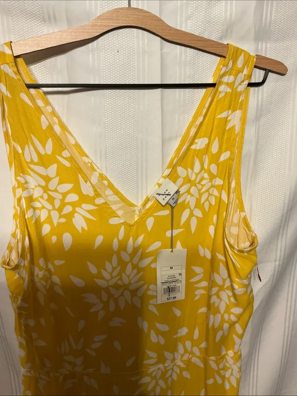 a new day Yellow Floral V-Neck Maxi Dress with White Print - Image 4