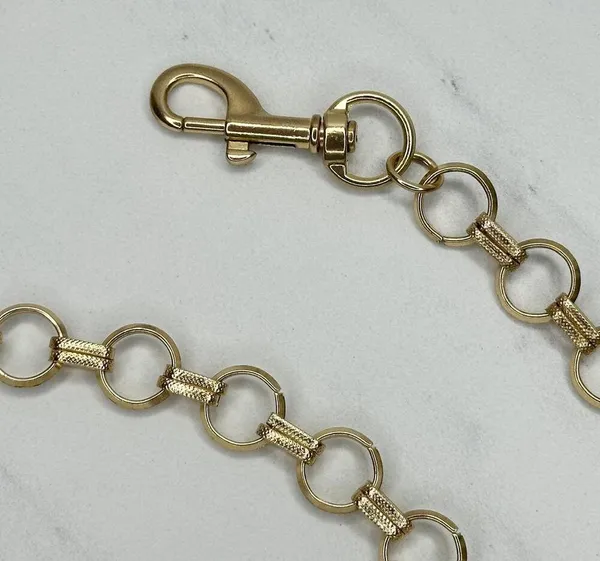 Gold Tone Open Hoop Metal Chain Link Belt Decorative O Ring One Size ✨ - Image 2