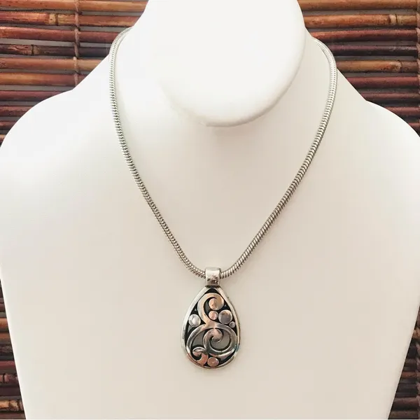 Brighton Teardrop Pendant Scroll Necklace - Image 4