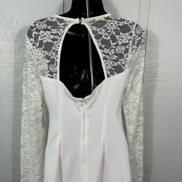 Guess Women’s White Bodycon Dress with Lace Sleeves Size 8 NWT - Image 8