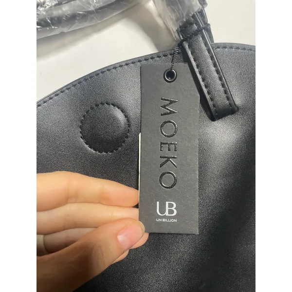 Un Billion Moeko Circle Tote Women OS Black Vegan Leather Minimalist Geometric - Image 3