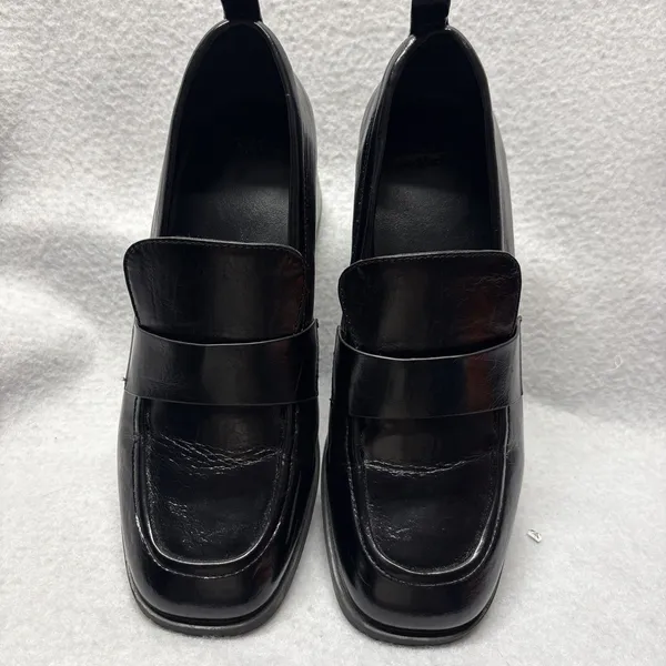 Abercrombie & Fitch Black Block Heeled Loafer Faux Leather Women’s Size 7 Y2K - Image 2