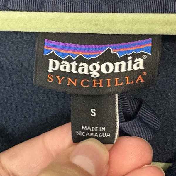 Patagonia Navy Blue Synchilla Fleece Quarter Zip Pocket Pullover Women's Size S - Image 4