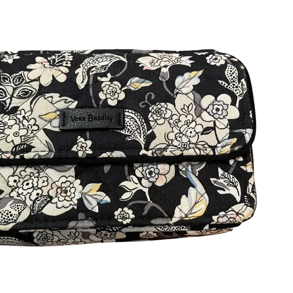 Vera Bradley RFID Zip Around Wallet Black Floral Women Size 6.5 x 4 - Image 3