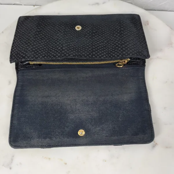 See By Chloe Checkbook Wallet 7.25" Black Soft Embossed Leather Bi-Fold Clutch - Image 16