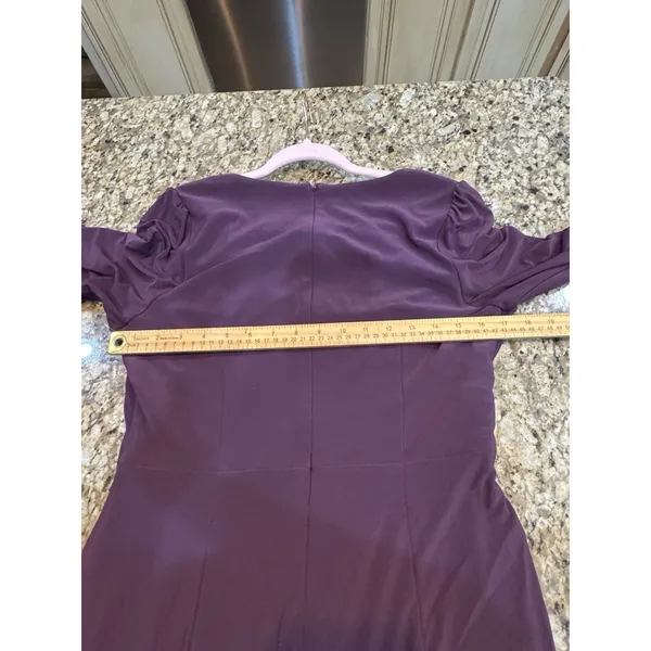 Adrianna Papell Women's Eggplant Jersey Wrap Midi Dress Long-Sleeve Size 10 - Image 10