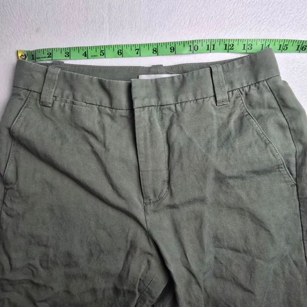 Vince -1159 Olive Green Linen Lyocell Blend‎ Tailored Straight Leg Pants Size 2 - Image 6