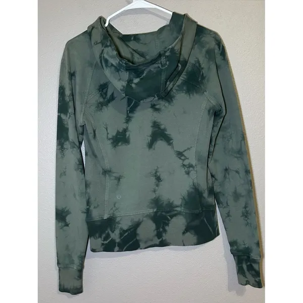 Lululemon Scuba Light Cotton Fleece Shibori Green Full Zip Hoodie Women’s Size 4 - Image 7