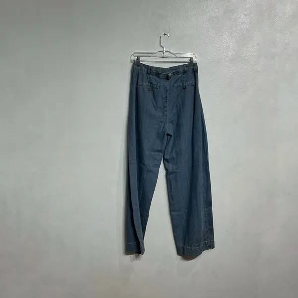 Blue Denim Pleated Wide Leg Trouser Jeans Sz S - Image 7