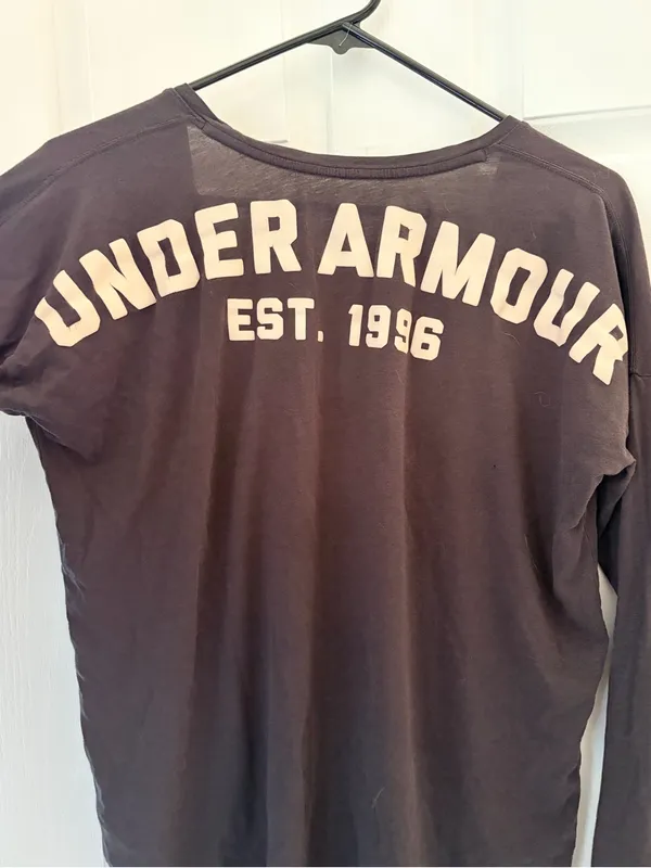 Under Armour Women's Deep V-Neck Long Sleeve Top in Brown with Light Logo - Image 5