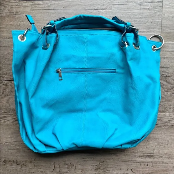 NWT Yoki Teal Vegan Leather Tassel 2-Way Slouchy Shoulder Bag - Image 3