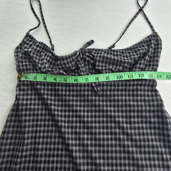 Aeropostale‎ Gingham Y2K Mini Dress Black White Checkered Empire Waist XS - Image 9
