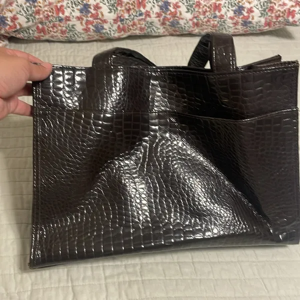 Brown crocodile print purse; no brand - Image 2