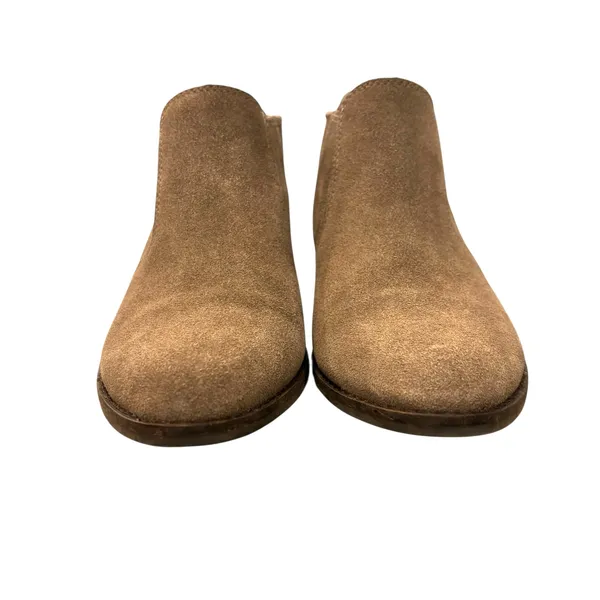 Lucky Brand Tan Suede Leather Ankle Booties 7.5 Western Boho Block Heel Boots - Image 5