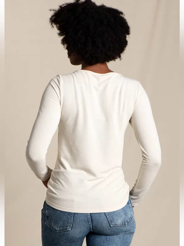 Toad&Co Piru Long Sleeve Henley Ecru Off White Cream Ribbed Top NWOT Size Medium - Image 2