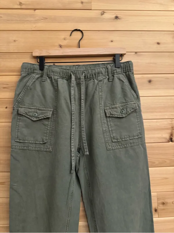 Aerie Medium Green High Rise Cotton Lyocell Jogger Relaxed Baggy Casual Fall - Image 2