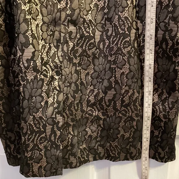 Ann Taylor Elegant Black Lace Dress Cocktail nude underlay - Image 10