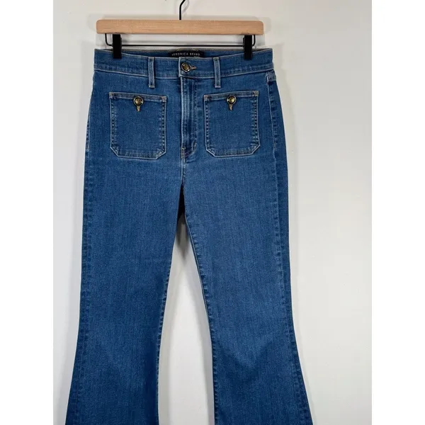 VERONICA BEARD Womens Jeans Blue Denim Carson Ankle Flare High Rise Size 30 - Image 7