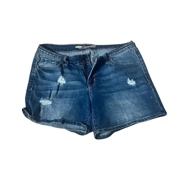 Old Navy Women's Distressed Boyfriend Denim Shorts Blue Size 10 - Image 4