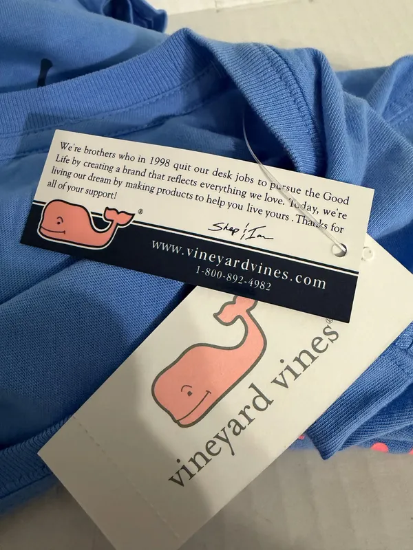 Vineyard Vines Logo Graphic Long Sleeve Light Blue T Shirt - Image 6