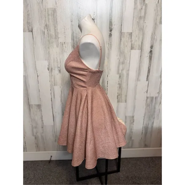 Ever Pretty Rose Gold Glitter Skater Dress Size MEDIUM Sparkly Fit & Flare Party - Image 6