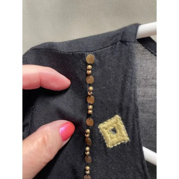 SOLITO size M embroidered beaded Viscose tassel peasant top Anthropologie. - Image 5