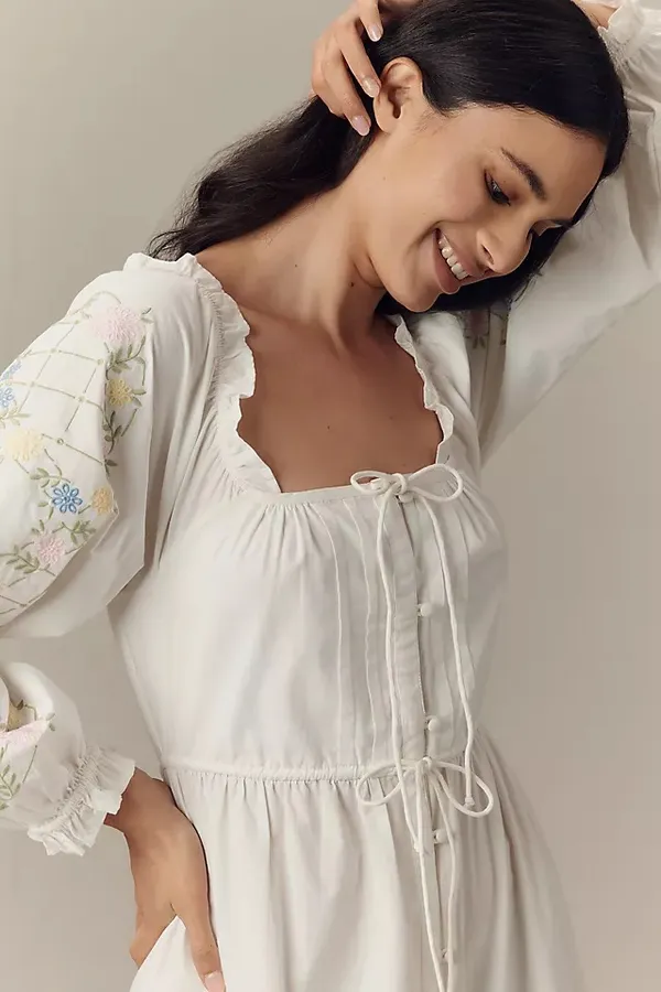 Revolve Anthropologie Damson Madder White Cotton Junia Midi Dress in Embroidered - Image 8