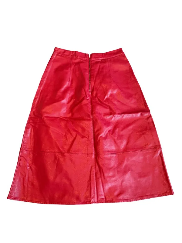 Eri + Ali Red Faux Leather Skirt Vegan Party Bold Cocktail Size 6 Women's - Image 8