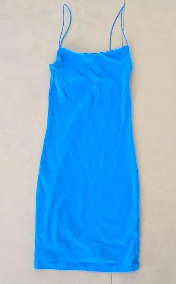 ZARA New  Blue Spaghetti Strips Mini Dress - Image 3