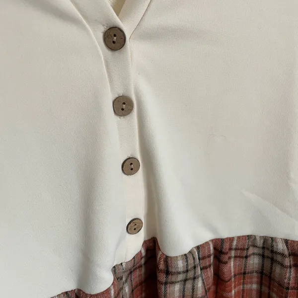 Cupshe Cream Top with Rust Plaid Hem and Sleeves - Image 5