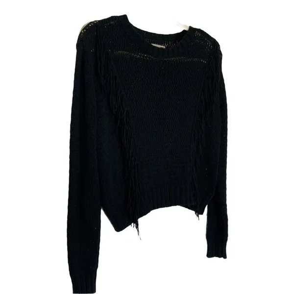 L.A. Hearts Black Knit Sweater w/ Fringe - Image 2