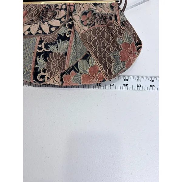 Vintage 80s Tapestry Patchwork Floral‎ Crossbody Bag Gold Frame Clasp Boho - Image 10
