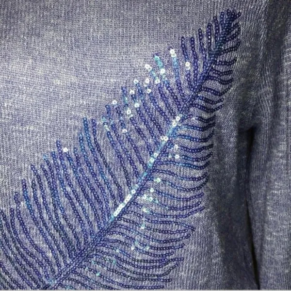 Aeropostale Live Love Dream Purple Sequin Feather Sweater Large - Image 5