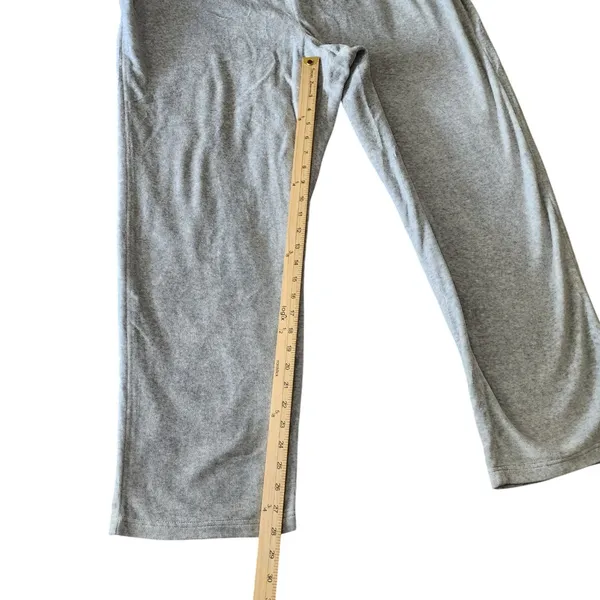 Alfred Dunner Womens Velour Loungewear Athleisure Wide Leg Pants Large Gray - Image 6