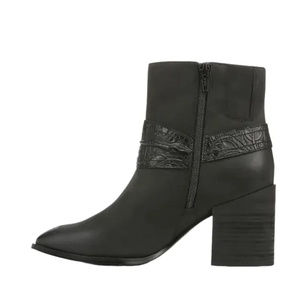 Vionic Carnelia Black Leather Ankle Boots Waterproof Booties with Buckle 7 - Image 6