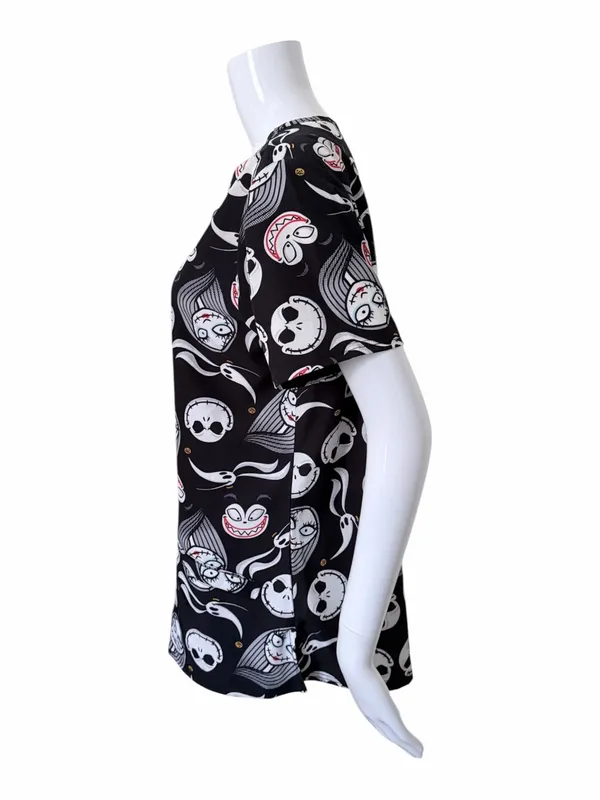 Nightmare Before Christmas Short Sleeve Scrub Top Size Medium Jack Skellington - Image 5