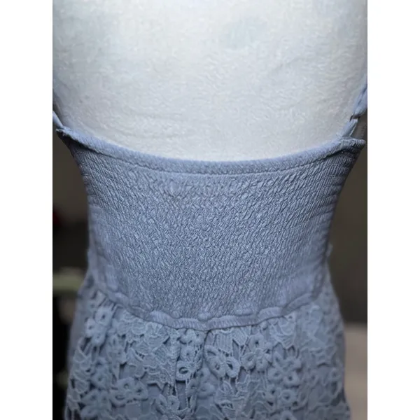 Abercrombie & Fitch‎ Cornflower Blue Spaghetti Strap Dress Large Crochet - Image 5
