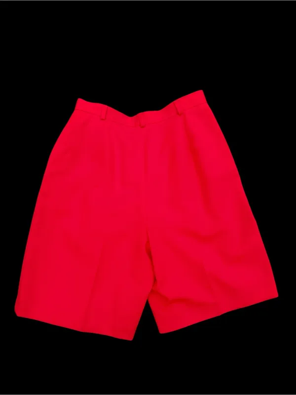 VTG Preston & York Wool Shorts Womens 12 Red Pleated High Waist Lined 90s 26W - Image 2