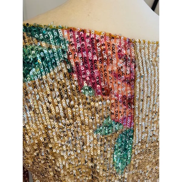 Free People Gold Rush Floral Sequin Top, Champagne/Pink,‎ Medium, NWOT - Image 9