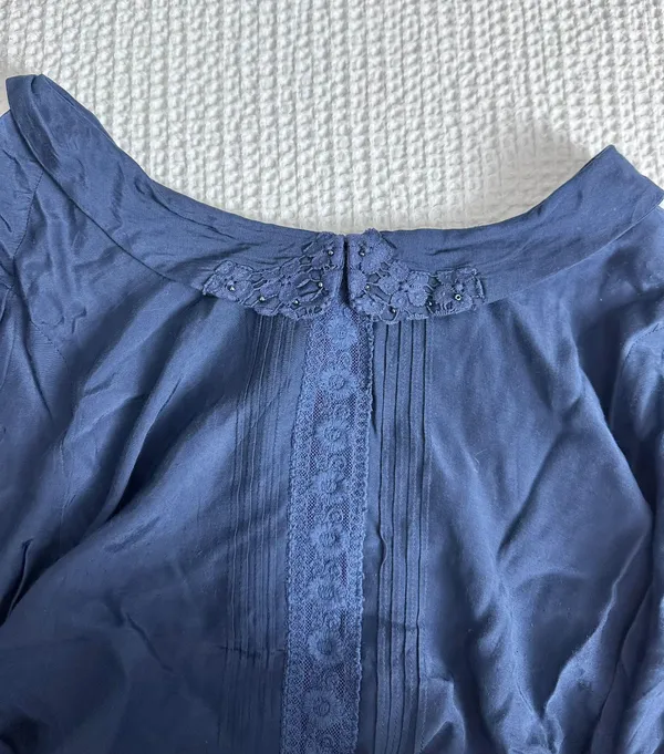FreePeople PeterPan Collar Navy Blouse - Image 6