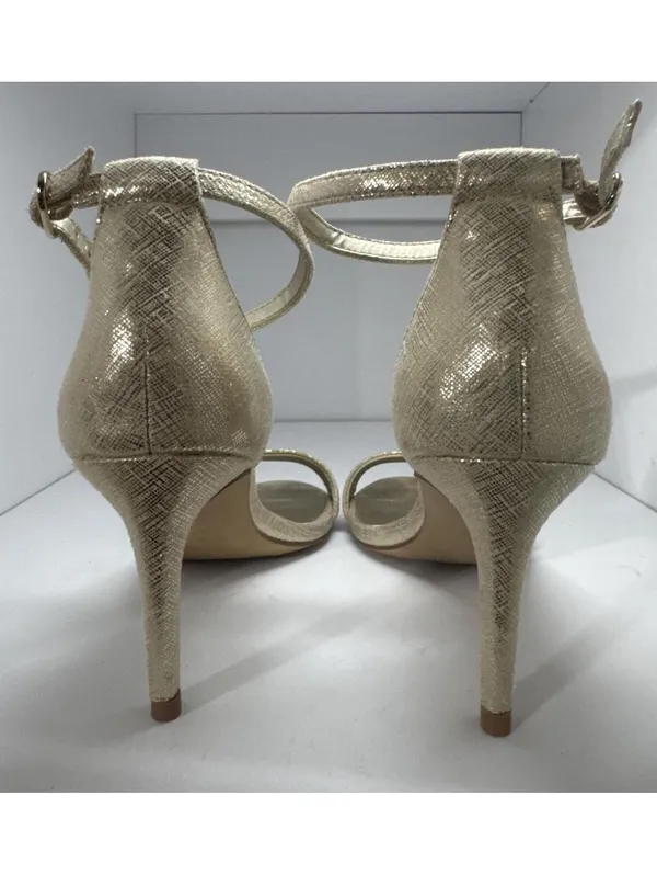 Kelly & Katie Gold Metallic Ankle Strap Stiletto Heels Size 6M - Image 3