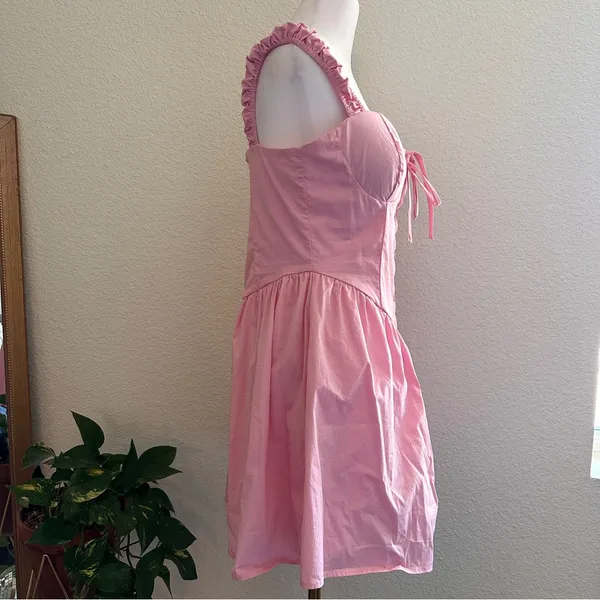 JULIA by LOVE J Kendra Poplin Micro Mini Sweetheart Coquette Dress in Pink Sz. M - Image 5