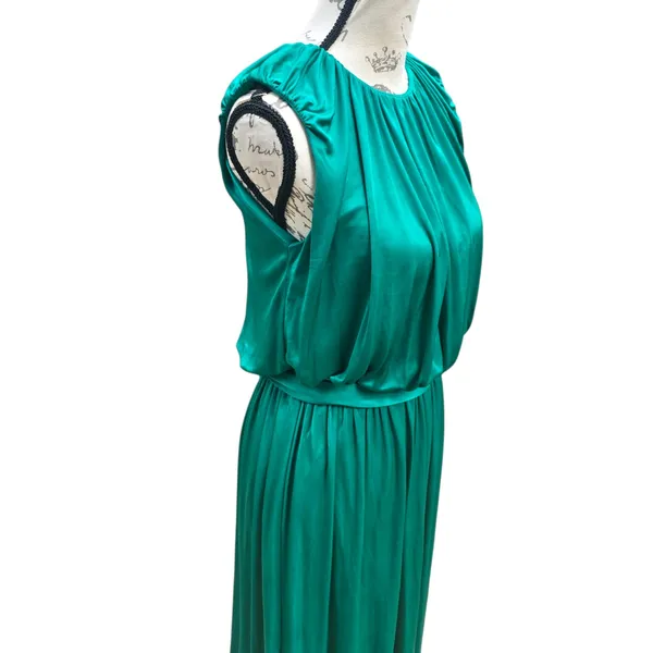 MNG Suit Maxi Dress Emerald Green Sleeveless Open Back‎ Party Dress M - Image 4