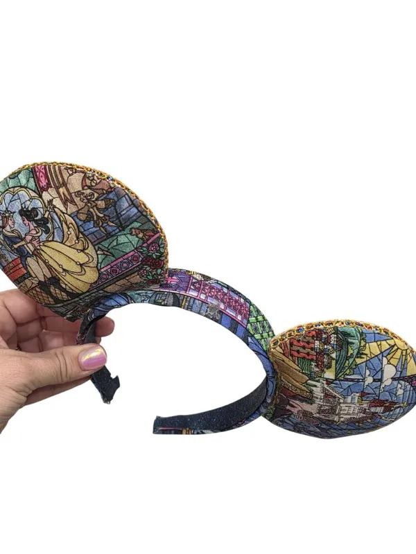 Beauty & The Beast Stained Glass Disney Mickey Mouse Ear Headband - Image 4