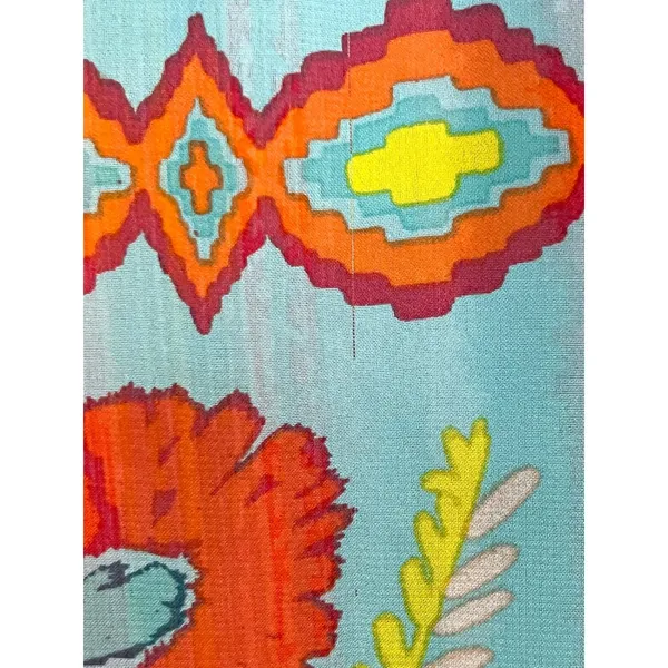 Fig and Flower Women's Boho Floral Geometric Lace Yoke Blouse Teal/Orange -Sz XL - Image 6