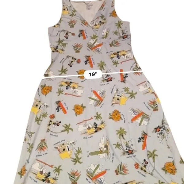 Disney Shopping Mickey Friends Dress Womens L Hawaiian Surfing Tropical Y2K - Image 8