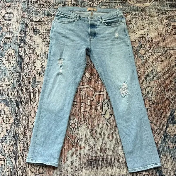 7 For All Mankind Josefina Skinny Boyfriend Distressed Jeans Light Wash Size 29 - Image 2